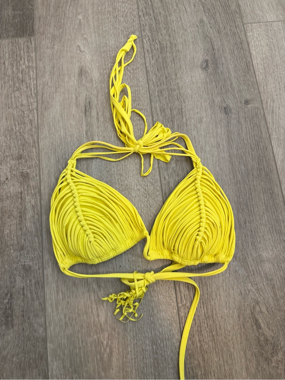 PQ SWIM 'ISLA' IRELAND yellow TRIANGLE Bikini Top Size LARGE